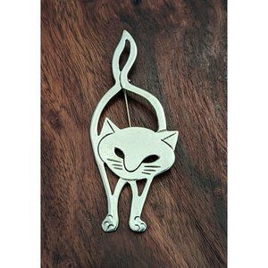 Sterling Silver Signed MYG 925 Mexico Kitty Cat Brooch Pin